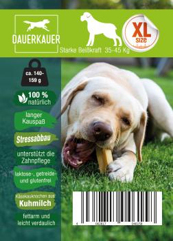 Dauerkauer 140-159 g - Gr. XL hohe Beißkraft - Käseknochen-Kauspass