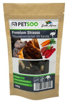 Premium Straußenwurst Snack mit Karotte- 100 g - Enthält Carotinoide (insb. ß-Carotin)
