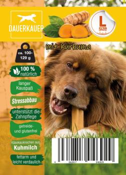 Kurkuma Dauerkauer 100-129 g - Gr. L - Käseknochen-Kauspass