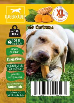Kurkuma Dauerkauer 149-160 g - Gr. XL - Käseknochen-Kauspass