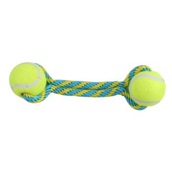 Hundespielzeug mit 2 kleinen Tennisbällen und Wurfseil - für kleine und mittlere Hunde