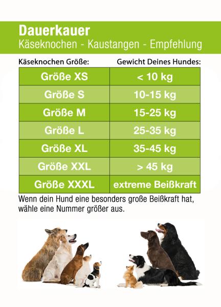 Dauerkauer 100-109 g - Gr. L - Käseknochen-Kauspass